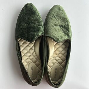Birdies Green Velvet Flats
